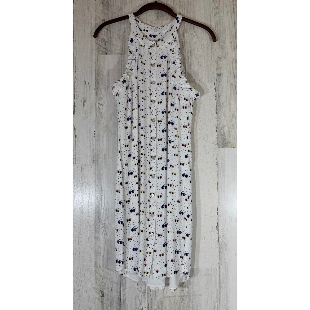 Larke Anthropologie Mini Dress Size XS Sunglasses Polka Dot Button Front Halter - Picture 2 of 11